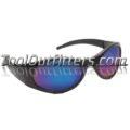 Stingers High Impact Safety Glasses - Black Frames/Blue Mirrored Lens