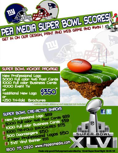 Super Bowl Specials : Logos Web Brochures Signs Banners Brochures Design and Print