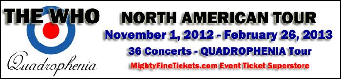 THE WHO Quadrophenia Tour 2012, 2013 Schedule, Concert Dates & Tickets