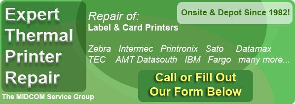 Thermal Printer, Label, Barcode & Card Repair Service. Appleton Oshkosh Area Call (920) 445-8411