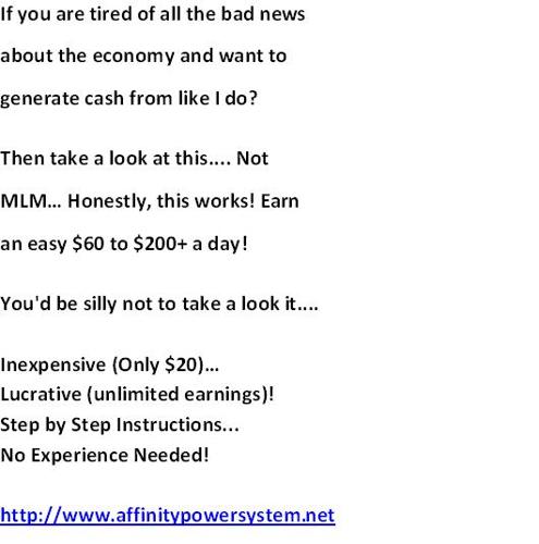 ??Top Affiliate Creates New System, Residual $20.00's in your Bank!??