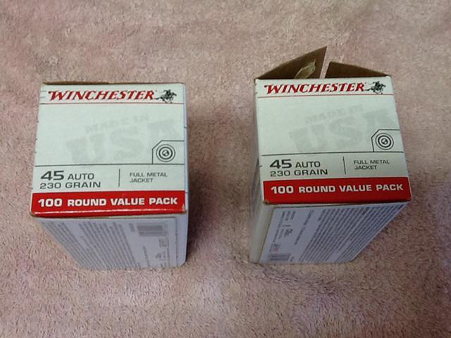 Trade Winchester 45 auto 230 Grain (2) 100 rnd boxes for 357 or 44 mag Ammo