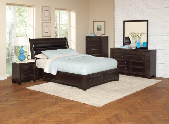 Transitional Maple 5 Pc Bedroom Set W Cal King Bed