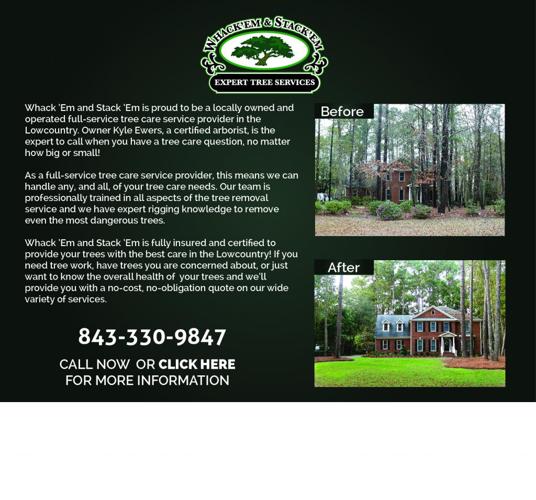 Tree Removal, Landscaping and Lawn Care for Whack'em & Stack'em 843-330-9847