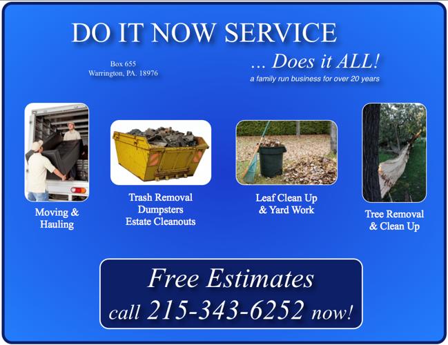 Tree Removal, Yard Cleanup, Hauling Services from DO IT NOW Services 215-343-6252