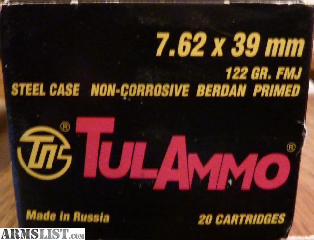 TulAmmo 7.62 x 39 mm, 20 rounds per box