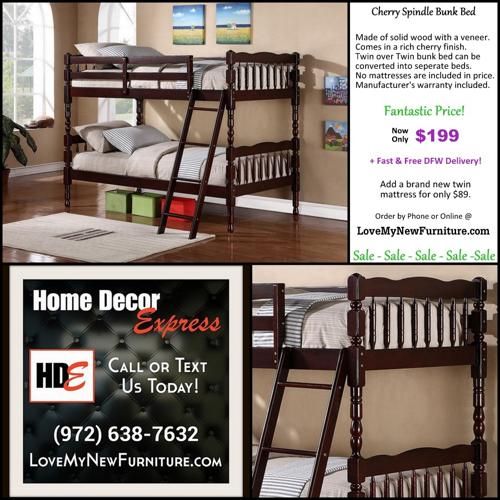 Twin/ Twin Cherry Bunk Bed