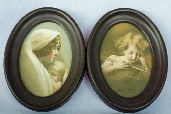 Two Framed M.B.Parkinson Prints - Cupid's Asleep and Madonna & Child