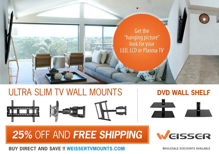 Ultra Slim TV Wall Mounts or Brackets for TV upto 90