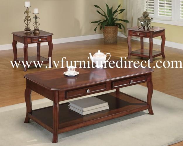 Warm Brown Cherry Finish 3PC Table Group