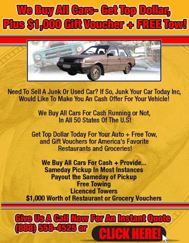 We'll Buy Your Car For Cash - Right Now! Cash + $1,000 Gift Voucher!