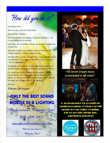 We Take The Stress out of Wedding and Reception Planning - OTBS DJ delivers it all!