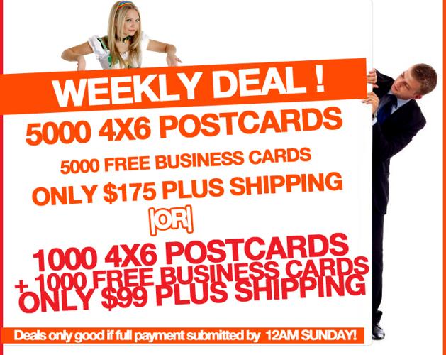 WEEKLY DEALS (postcards, websites,flyers, brochures, flyers, FREE business cards)