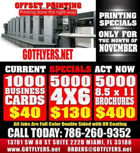 Wholesale Full Color 500 8.5x11 Tri Brochure Printing Miami Gardens And Miami Lakes