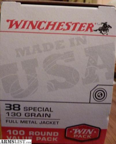 Winchester .38 Special 130 gr FMJ 100 Rounds