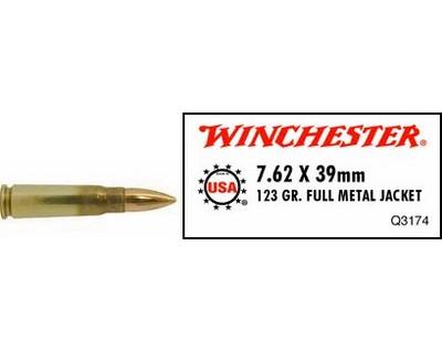 Winchester Ammo Q3174 USA 7.62X39 123Gr. FMJ/20