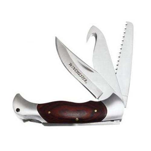 Winchester Knives 22-49534 Winc 3 Blade Sheath Knife - Clam