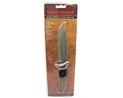 Winchester Knives Large Fixed Blade Drop Pt Burl/Pk 22-41784