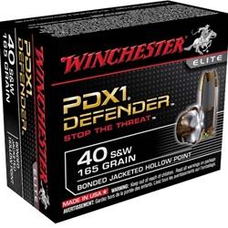 Winchester PDX1 Defender Ammunition 40 Smith & Wesson 165Gr JHP - 20 Rounds