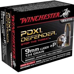 Winchester PDX1 Defender Ammunition 9mm +P 124Gr JHP - 20 Rounds