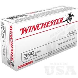 Winchester USA Ammo 380 ACP 95Gr Full Metal Jacket - 50 Rounds