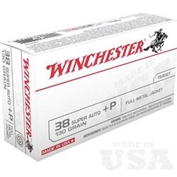 Winchester USA Ammo 38 Super +P 130Gr Full Metal Jacket - 50 Rounds
