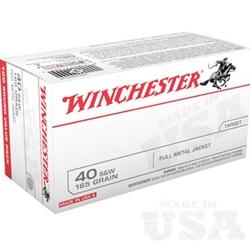 Winchester USA Ammo 40 Smith & Wesson 165Gr Full Metal Jacket - 100 Rounds