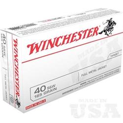 Winchester USA Ammo 40 Smith & Wesson 165Gr Full Metal Jacket - 50 Rounds