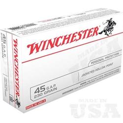 Winchester USA Ammo 45 GAP 230Gr Jacketed Hollow Point - 50 Rounds