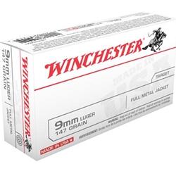 Winchester USA Ammo 9mm 147Gr Full Metal Jacket - 50 Rounds