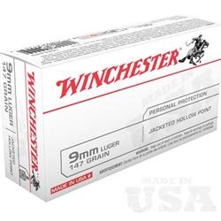 Winchester USA Ammo 9mm 147Gr Jacketed Hollow Point - 50 Rounds