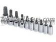 "
S K Hand Tools 84209 SKT84209 10 Piece 1/4"" and 3/8"" Drive Torx Bit Socket Set
Features and Benefits:
SuperKromeÂ® finish provides long life and maximum corrosion resistance
Through-hole design: simply pop the old bit out and insert a new replacement