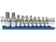"
KD Tools 80578 KDT80578 10 Piece 3/8"" and 1/2"" Drive Metric Hex Bit Socket Set
Features and Benefits
Patented bit holding system forces bit surface to opposing side for maximum retention
Chrome sockets; heat treated for durability and service ability