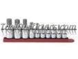 "
KD Tools 80579 KDT80579 10 Piece 3/8"" and 1/2"" Drive SAE Hex Bit Socket Set
Features and Benefits
Patented bit holding system forces bit surface to opposing side for maximum retention
Chrome sockets; heat treated for durability and service ability
S2