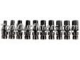 "
K Tool International KTI-37400 KTI37400 10 Piece 3/8"" Drive Metric Flex Impact Socket Set
Features and Benefits:
Manufactured from heat-treated chrome-moly steel for wear in professional, rugged environments
Laser engraved for quick identification