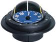 This small sailboat racing compass features a high-visibility blue 3" dial with extra large numerals. 45 lubber lines. Extra 90 lubber lines. Internal gimbal, and 45 heel angle. (This model does not have built-in compensators or nite lighting). Black