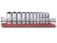"
KD Tools 80555 KDT80555 11 Piece 3/8"" Drive 6 Point Deep SAE Socket Set
Features and Benefits
Deep socket for better access
Rings at base provide quick SAE identification
Turn down at base of socket provides grip surface to pull sockets off ratchets