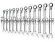 "
KD Tools 9620N KDT9620 12 Piece Metric Reversible Combination Rathceting GearWrench Set
Features and Benefits:
Reversing mechanism with the flip of a lever
15 degree offset offers increased clearance
SurfaceDrive box end virtually eliminates the