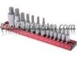 "
Titan 16123 TIT16123 13 pc SAE Hex Bit Socket Set
Anodized magnetic aluminum socket rail
S2 alloy steel bits for strength and durability
Rust resistant finish
Exceeds ANSI standards
Sizes include:
1/4"" Dr. - 5/64"", 3/32"", 7/64"", 1/8"", 9/64"",