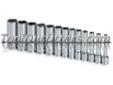 "
S K Hand Tools 1312 SKT1312 13 Piece 1/4"" Drive 6 Point Metric Deep Socket Set
Features and Benefits:
SuperKromeÂ® finish provides long life and maximum corrosion resistance
SureGripÂ® hex design drives the side of the fastener, not the corner
Packaged