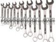 "
K Tool International KTI-41513 KTI41513 13 Piece Metric Combination Wrench Set
Features and Benefits:
Made of drop forged steel, wrenches are chrome plated and heat treated to achieve maximum wear
A raised panel provides additional strength and