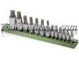 "
Titan 16122 TIT16122 13 PIece Torx Bit Set
Features and Benefits:
For use with Torx fasterner
S2 alloy steel bits for strength and durability
Anodized aluminum green rail
Handy magnetic rack sticks to ferrous metal surfaces
Rust resistant finish
Sizes