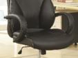 Contact the seller
Office Chair with Adjustable Seat Height and Vinyl Upholstery Crafted for comfort, this executive office chair is upholstered in durable black, leather-like vinyl and features a padded seat back. Attached arms are upholstered for