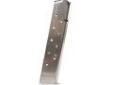Mecgar MGCG4511N 1911 11 Round Extended Nickel
1911 .45 ACPPrice: $19.78
Source: http://www.sportsmanstooloutfitters.com/1911-11-round-extended-nickel.html