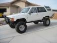 1985 Toyota 4Runner
Off road vehicle with a 1987 E.F.I. Turbo Engine
Automatic Transmission, Estimated 25,000 Miles
Air Conditioning, AM FM and CD Radio, CB Radio
Locking Front Hubs
Brand new Exterior Paint White
Brand new 33 x 12.5 Pit Bull Tires