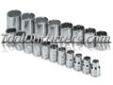 "
S K Hand Tools 1919 SKT1919 19 Piece 1/2"" Drive 12 Point Metric Standard Socket Set
Features and Benefits:
SuperKromeÂ® finish provides long life and maximum corrosion resistance
SureGripÂ® hex design drives the side of the fastener, not the corner