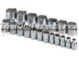 "
S K Hand Tools 4121 SKT4121 19 Piece 1/2"" Drive 12 Point Standard Fractional Socket Set
Features and Benefits:
SuperKromeÂ® finish provides long life and maximum corrosion resistance
SureGripÂ® hex design drives the side of the fastenr, not the corner