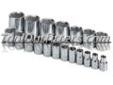 "
S K Hand Tools 4120 SKT4120 19 Piece 1/2"" Drive 6 Point SAE Socket Set
Features and Benefits:
SuperKromeÂ® finish provides long life and maximum corrosion resistance
SureGripÂ® hex design drives the side of the fastener, not the corner
Packaged in a