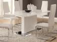 Contact the seller
7 Piece White Table & White Upholstered Chairs Set This seven piece dining set is a sleek addition to the dining room in your home. Featuring a clean white top, the table is lifted on a sturdy chrome finished metal base that provides