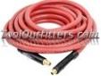 "
K Tool International KTI-72003 KTI72003 1/2"" x 25' Rubber Air Hose
Features and Benefits:
Red rubber air hose with brass ferrule
3/8" NPT Male Fittings
300 PSI
PVC Bend Restrictors
"Price: $24.08
Source: